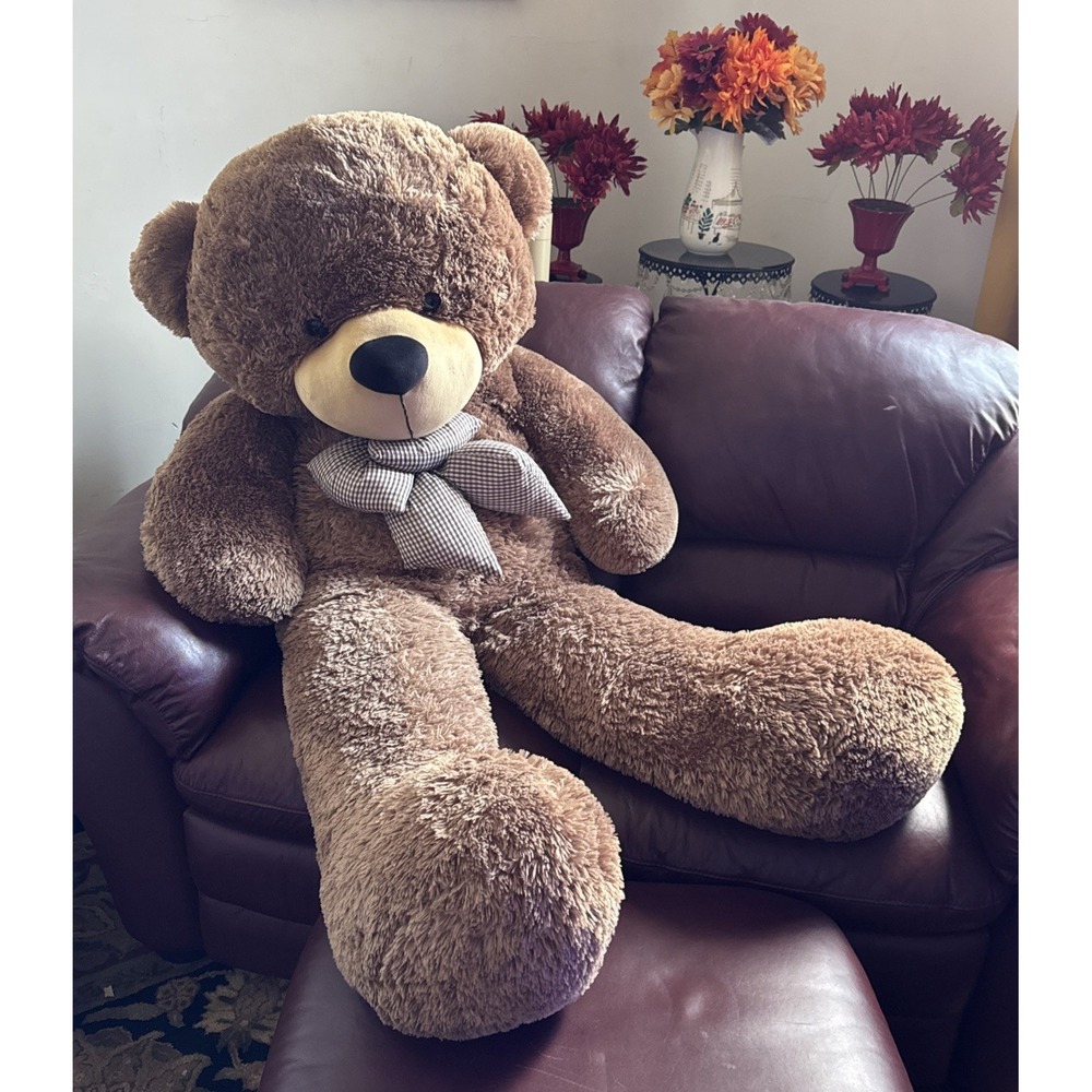 Giant Teddy Ray Korva 55" Plush Bear Brown Oversized USA Bow Tie #15686